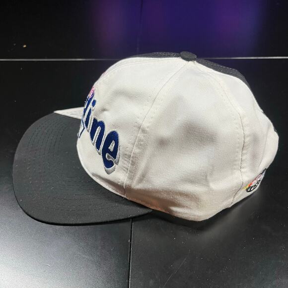 Vintage Geoff Bodine #7 Exide Batteries Racing Hat NASCAR Black White New - Picture 2 of 6